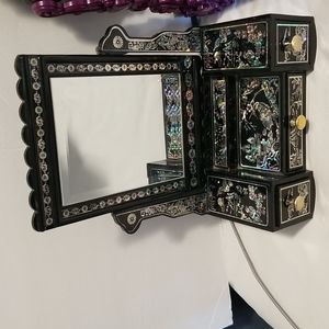 Vintage Black Jewelry Organizer with Iridescent  shimmer